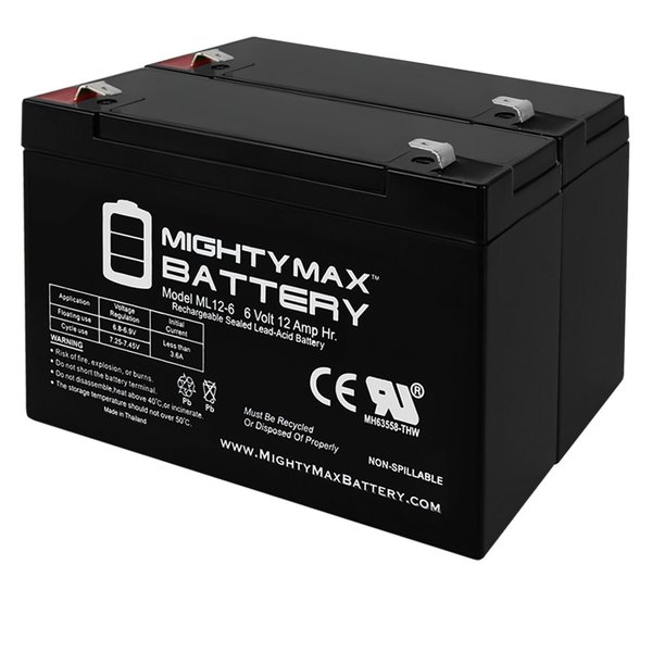 Mighty Max Battery 6V 12AH F2 SLA Battery For CSB GP6120, GP 6120 UPS - 2PK MAX3507591